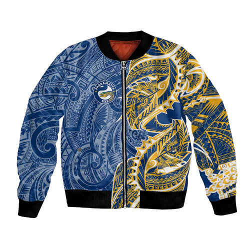 Parramatta Eels Bomber Jacket Polynesian Tribal Tattoo Pacific Sport Art