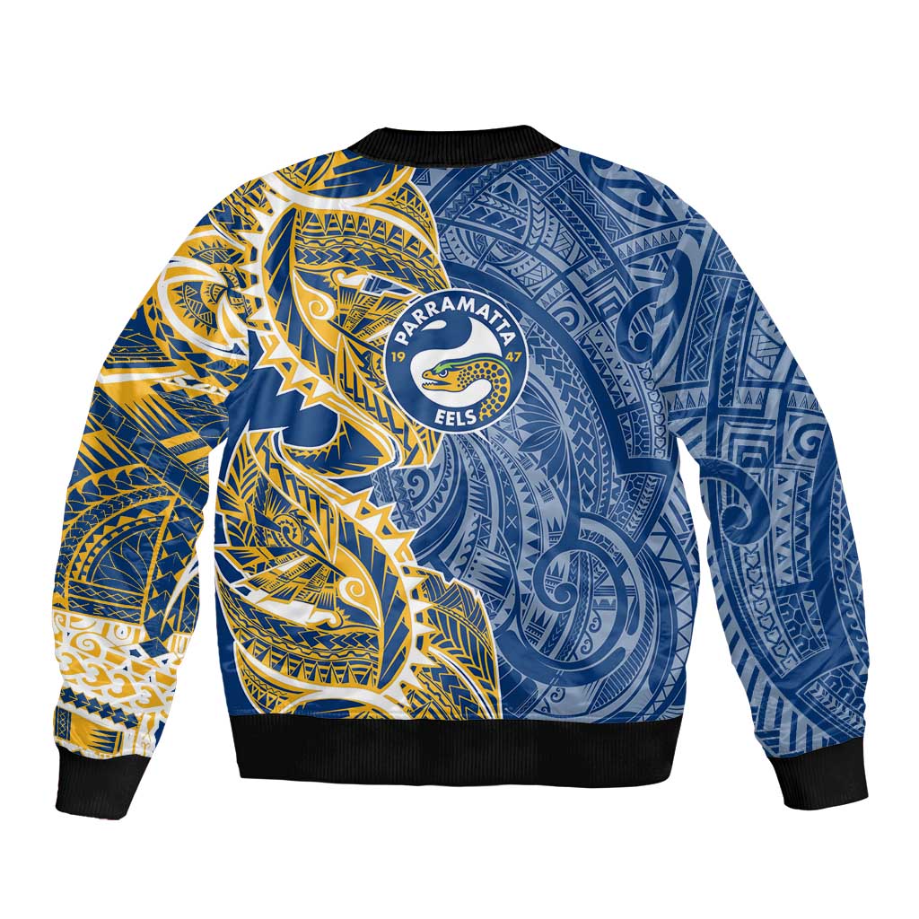 Parramatta Eels Bomber Jacket Polynesian Tribal Tattoo Pacific Sport Art