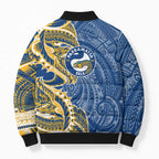 Parramatta Eels Bomber Puffer Jacket Polynesian Tribal Tattoo Pacific Sport Art