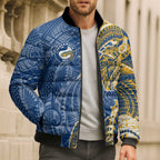 Parramatta Eels Bomber Puffer Jacket Polynesian Tribal Tattoo Pacific Sport Art