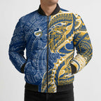 Parramatta Eels Bomber Puffer Jacket Polynesian Tribal Tattoo Pacific Sport Art