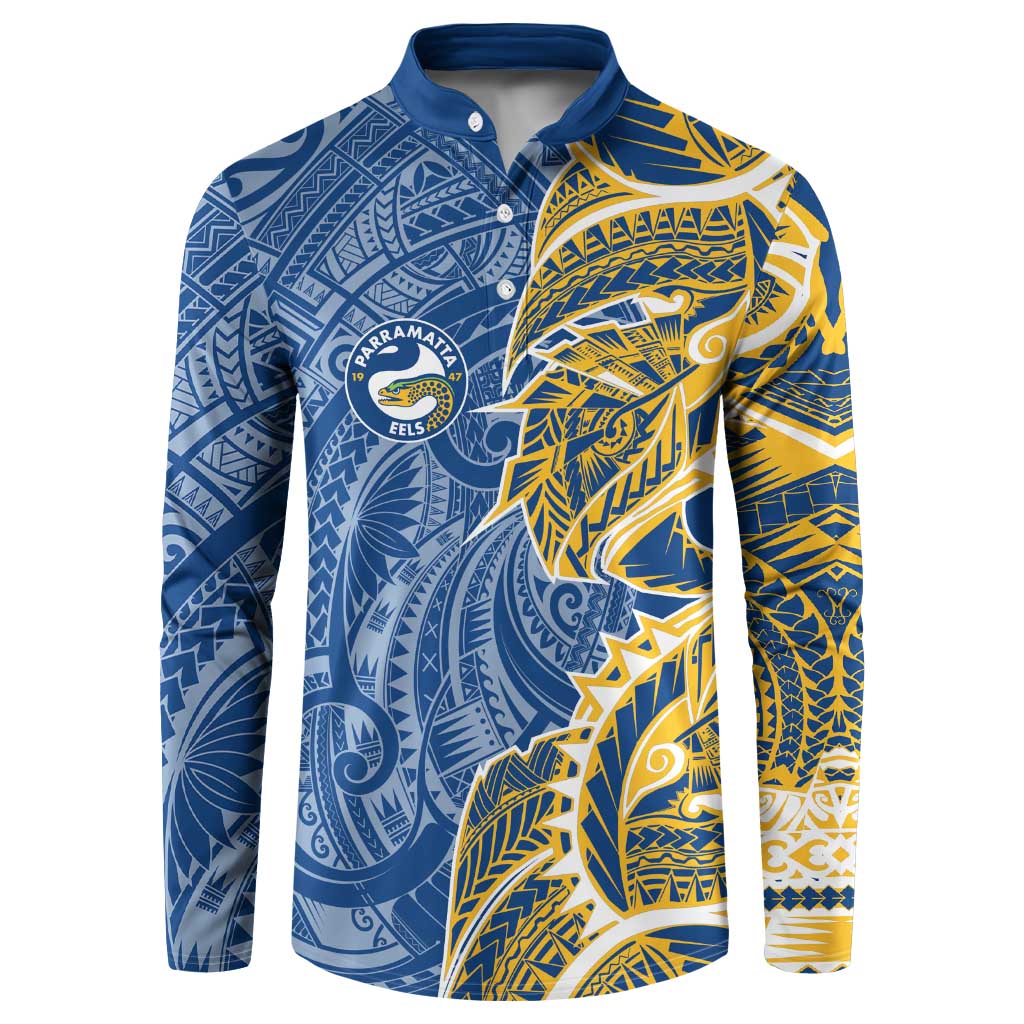 Parramatta Eels Button Sweatshirt Polynesian Tribal Tattoo Pacific Sport Art