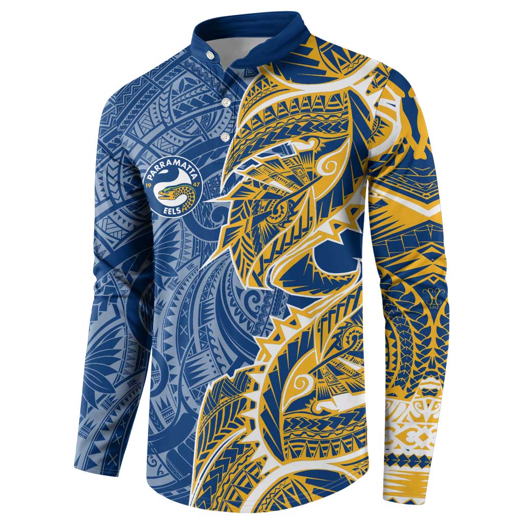 Parramatta Eels Button Sweatshirt Polynesian Tribal Tattoo Pacific Sport Art