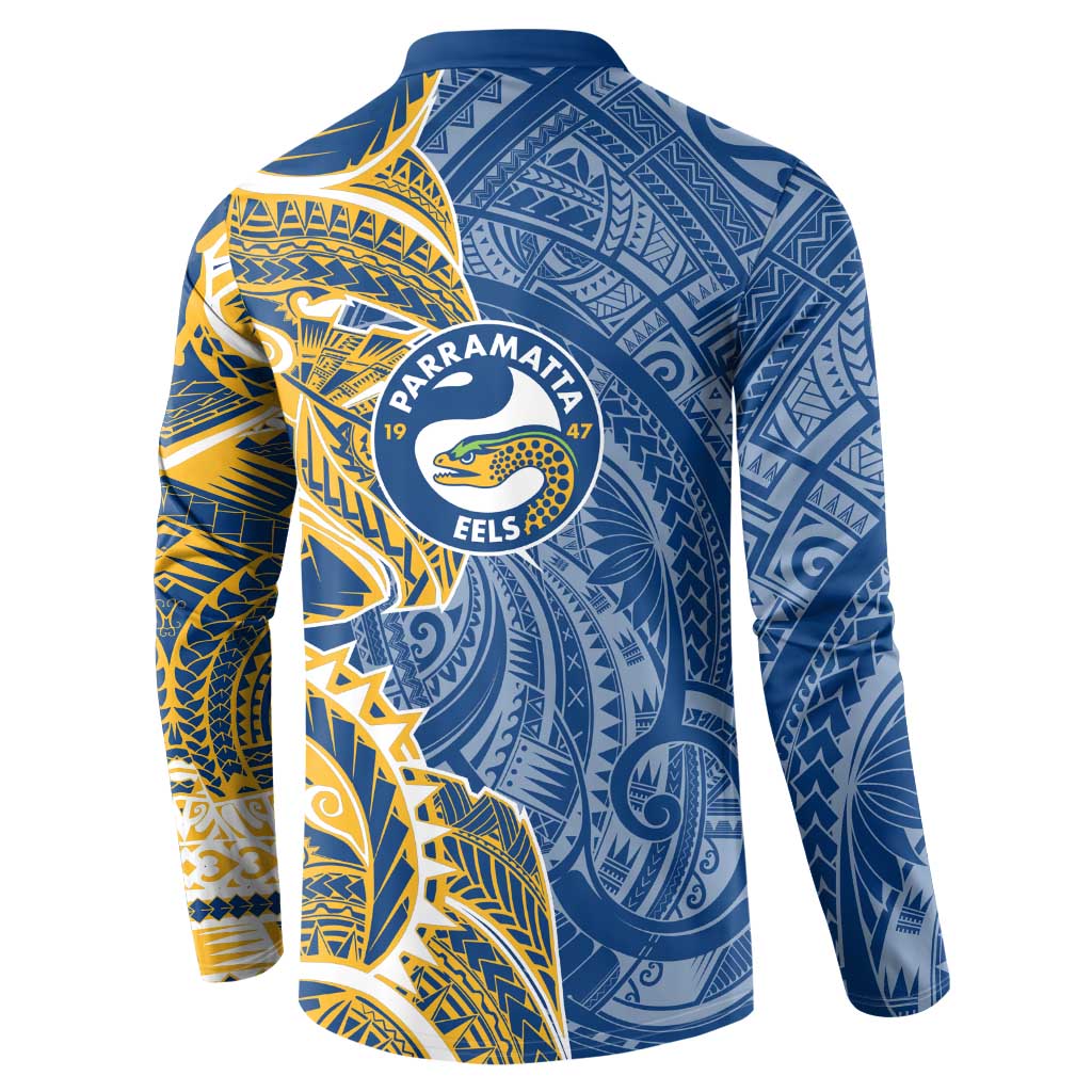 Parramatta Eels Button Sweatshirt Polynesian Tribal Tattoo Pacific Sport Art
