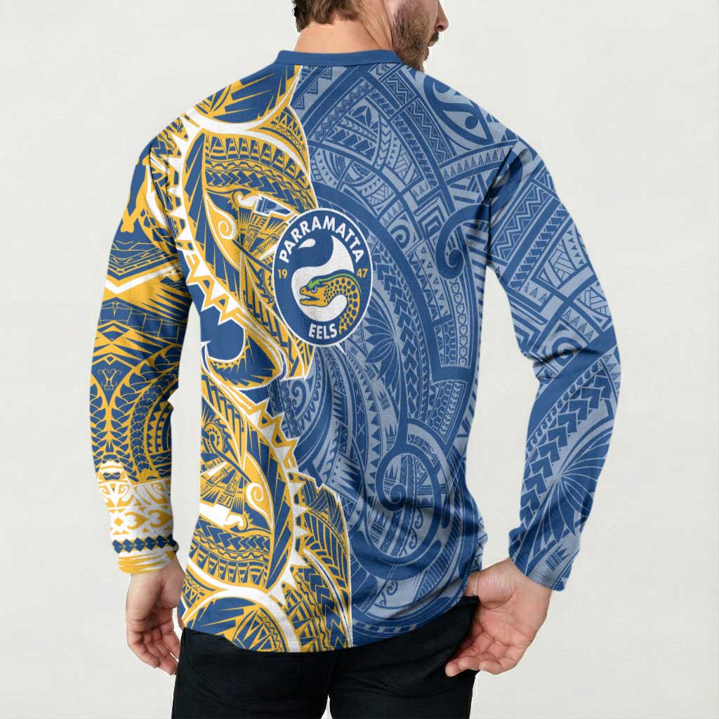 Parramatta Eels Button Sweatshirt Polynesian Tribal Tattoo Pacific Sport Art
