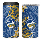 Parramatta Eels 4 in 1 Can Cooler Tumbler Polynesian Tribal Tattoo Pacific Sport Art