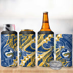 Parramatta Eels 4 in 1 Can Cooler Tumbler Polynesian Tribal Tattoo Pacific Sport Art