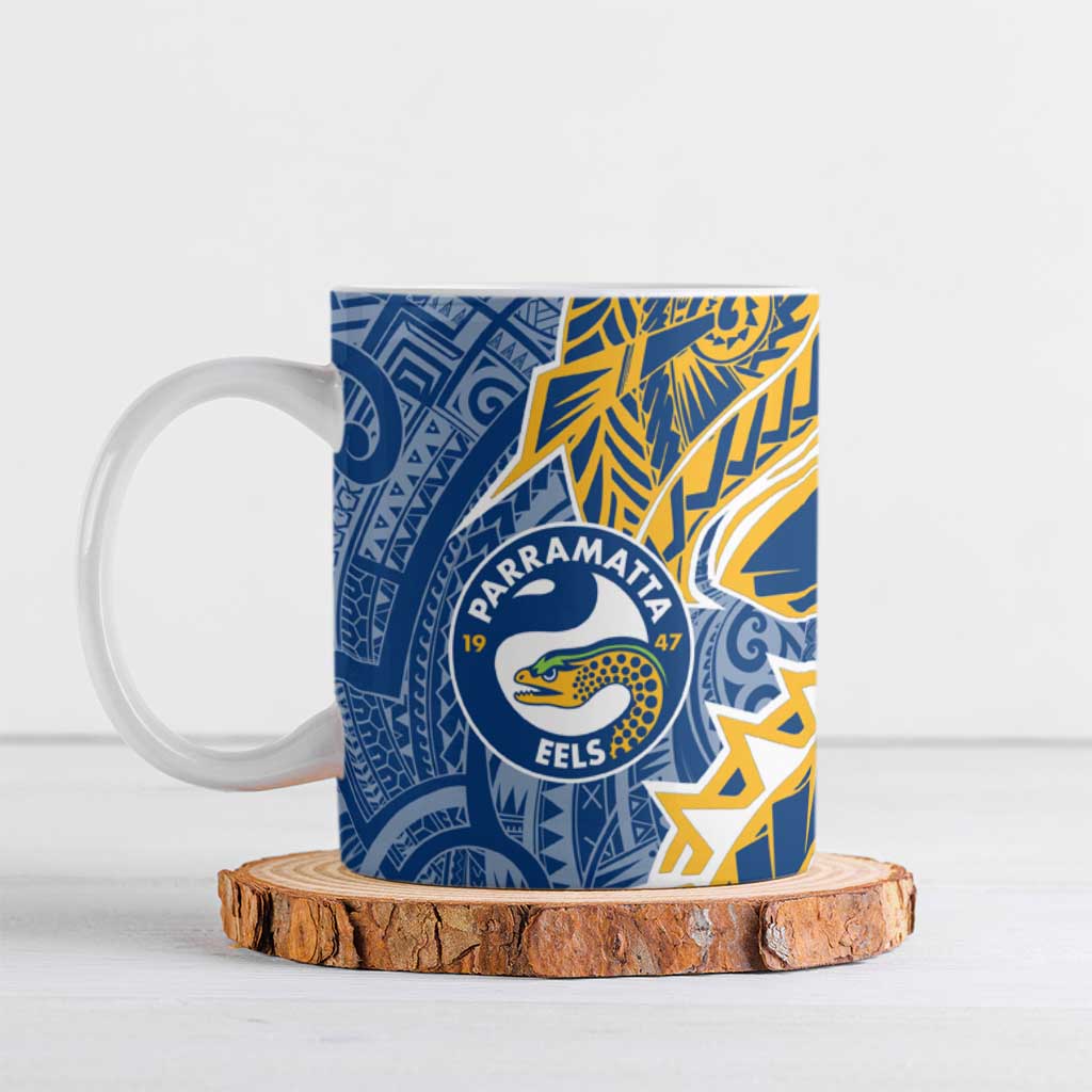 Parramatta Eels Ceramic Mug Polynesian Tribal Tattoo Pacific Sport Art