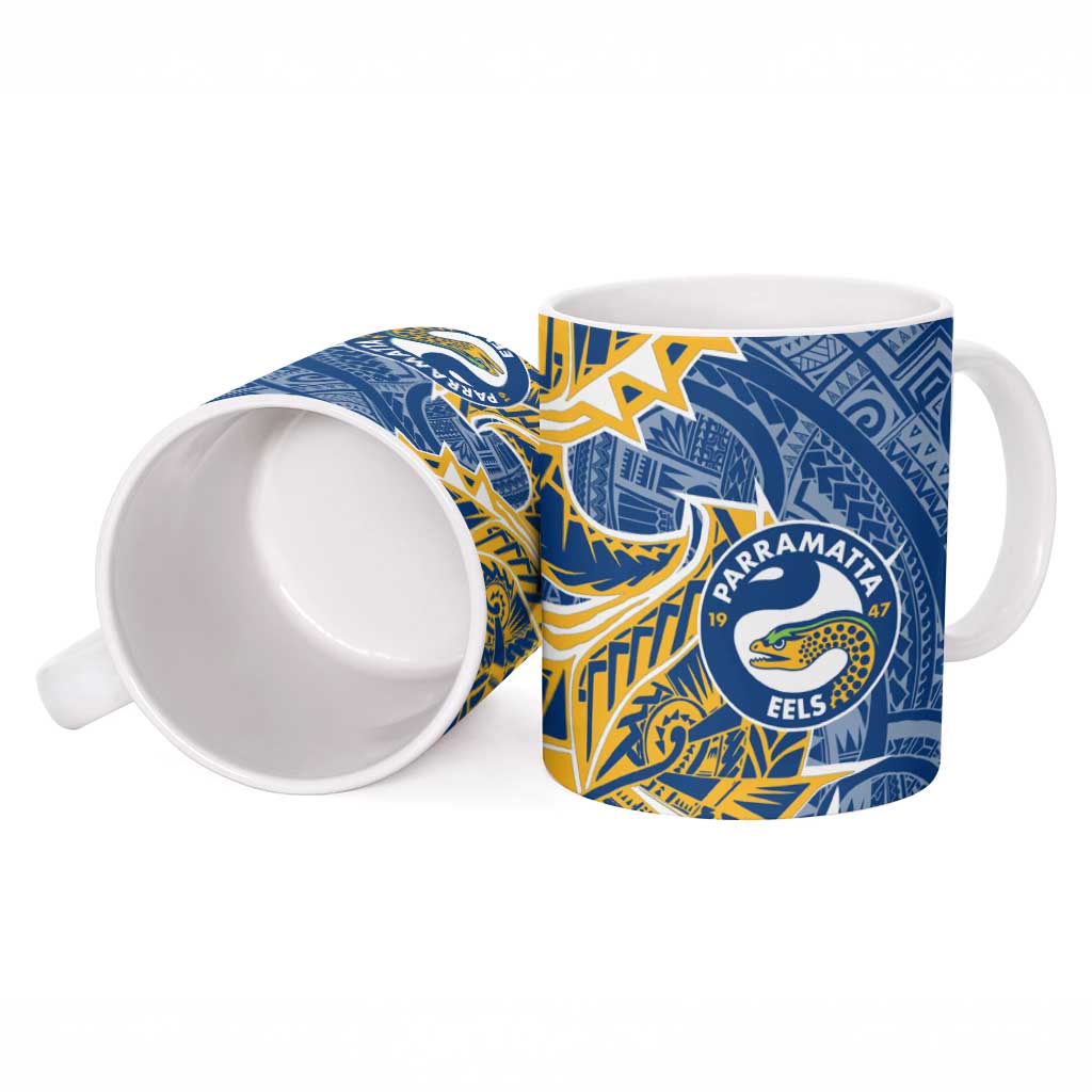 Parramatta Eels Ceramic Mug Polynesian Tribal Tattoo Pacific Sport Art