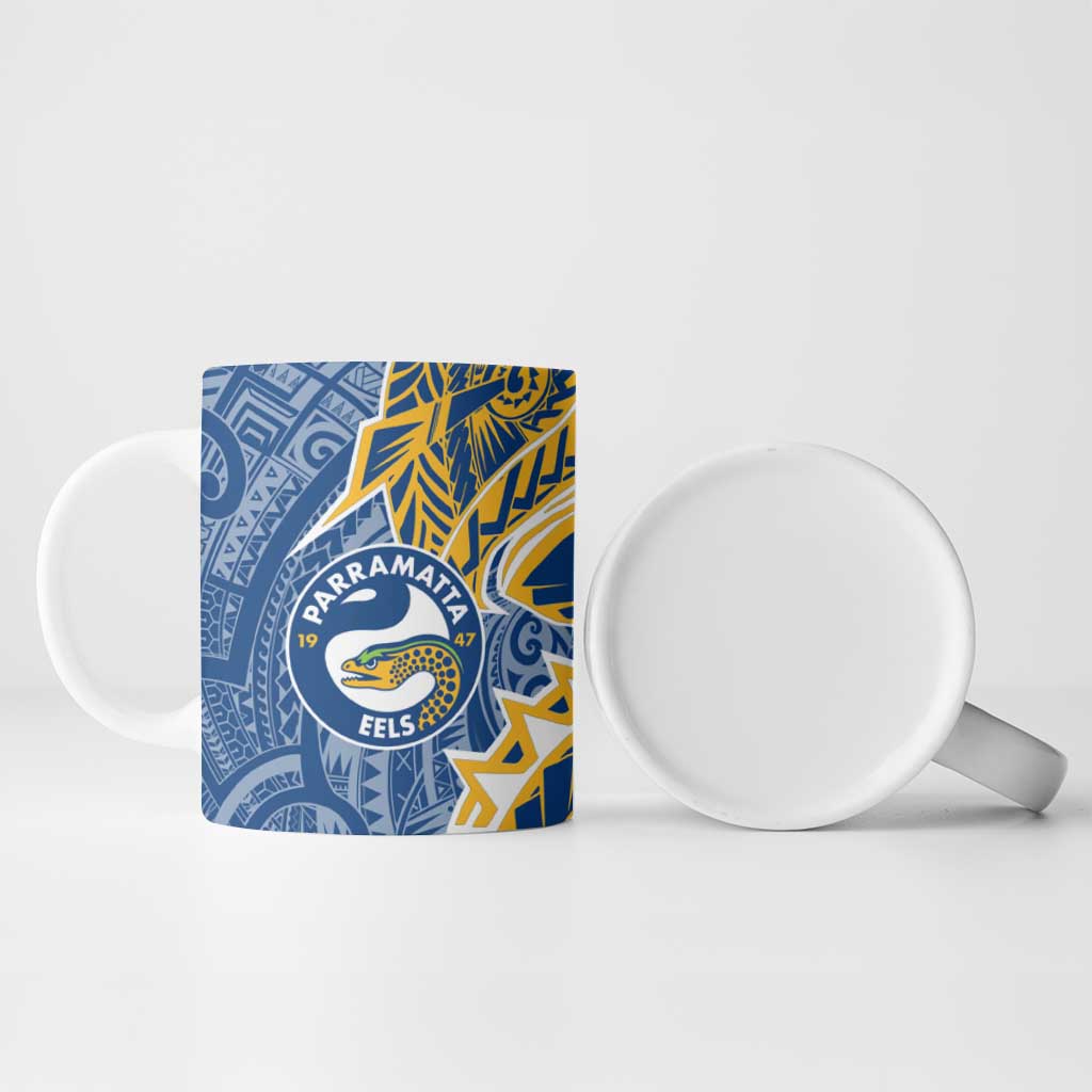 Parramatta Eels Ceramic Mug Polynesian Tribal Tattoo Pacific Sport Art