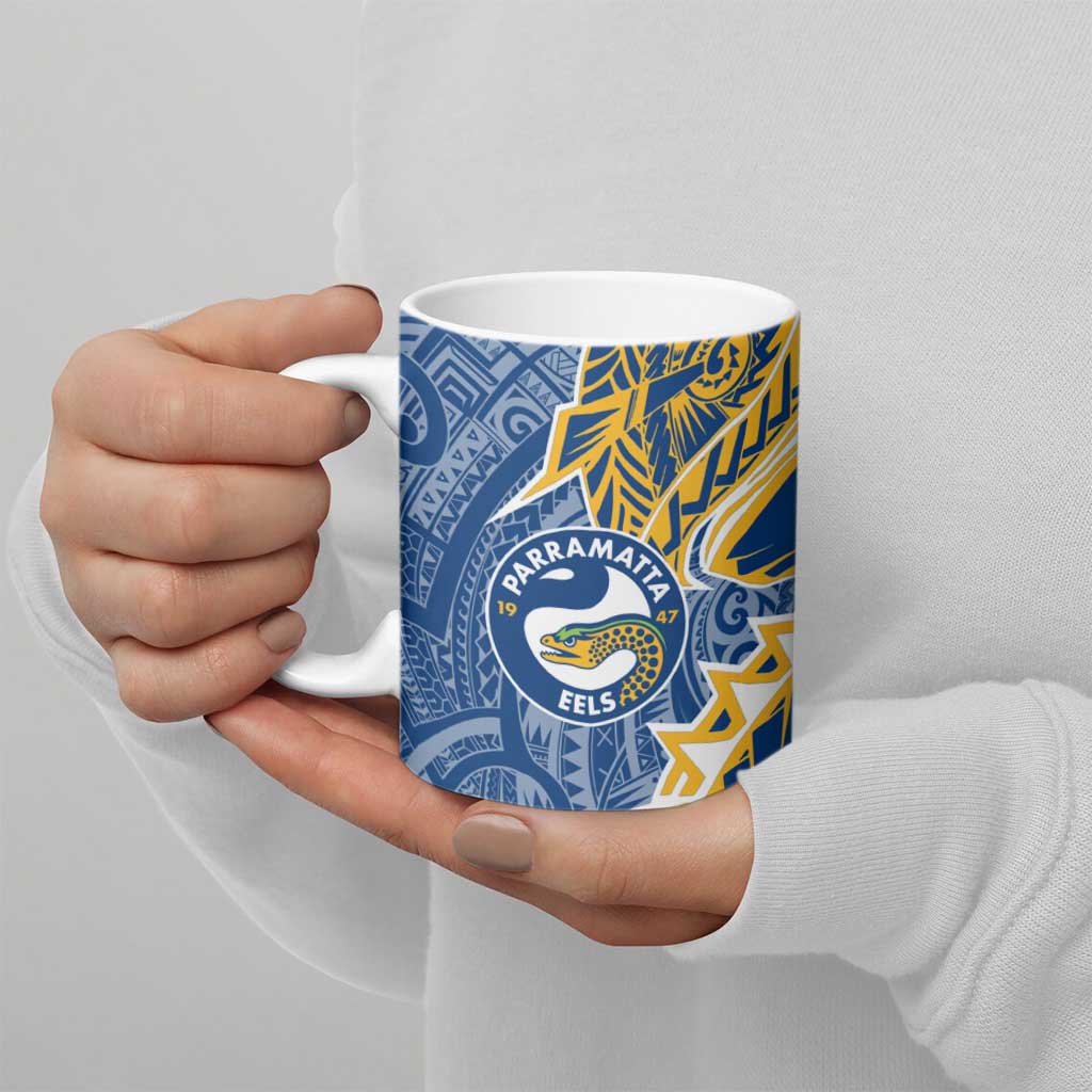 Parramatta Eels Ceramic Mug Polynesian Tribal Tattoo Pacific Sport Art