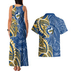Parramatta Eels Couples Matching Tank Maxi Dress and Hawaiian Shirt Polynesian Tribal Tattoo Pacific Sport Art