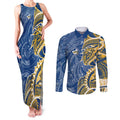 Parramatta Eels Couples Matching Tank Maxi Dress and Long Sleeve Button Shirt Polynesian Tribal Tattoo Pacific Sport Art
