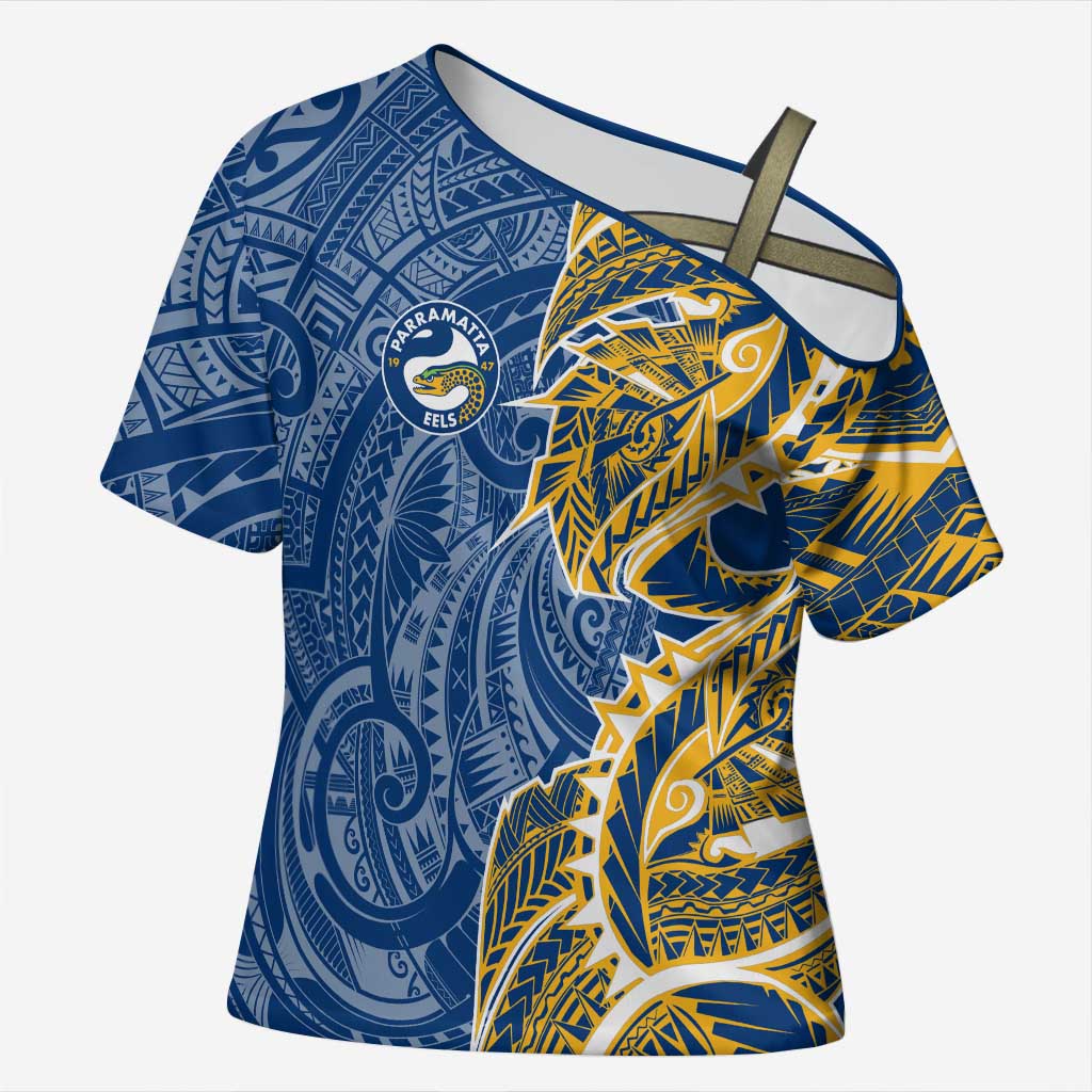 Parramatta Eels Cross Shoulder Shirt Polynesian Tribal Tattoo Pacific Sport Art