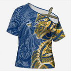 Parramatta Eels Cross Shoulder Shirt Polynesian Tribal Tattoo Pacific Sport Art