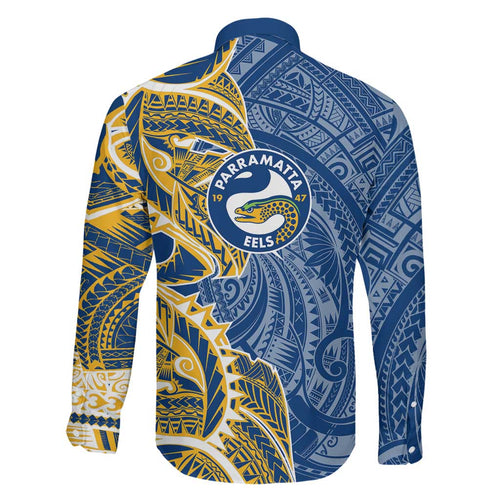 Parramatta Eels Family Matching Mermaid Dress and Hawaiian Shirt Polynesian Tribal Tattoo Pacific Sport Art