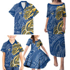 Parramatta Eels Family Matching Puletasi and Hawaiian Shirt Polynesian Tribal Tattoo Pacific Sport Art