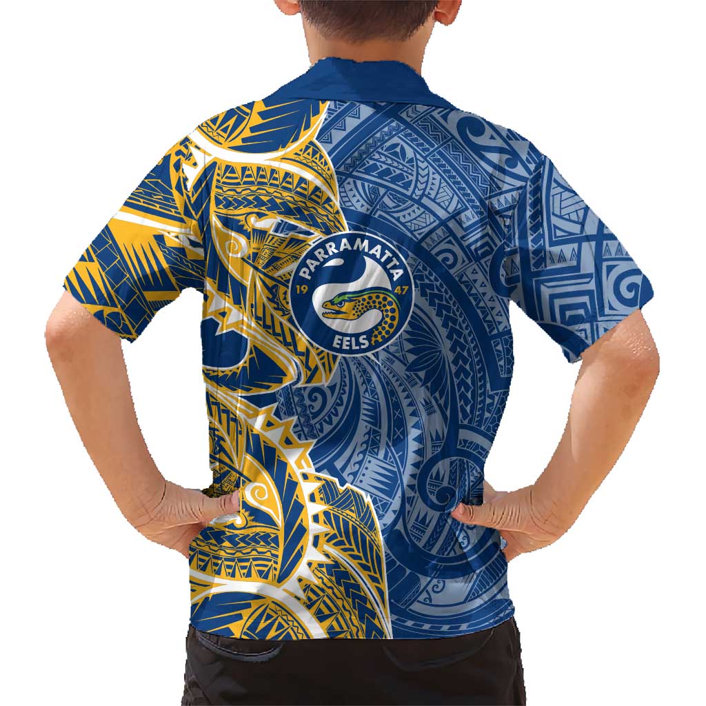 Parramatta Eels Family Matching Tank Maxi Dress and Hawaiian Shirt Polynesian Tribal Tattoo Pacific Sport Art