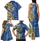 Parramatta Eels Family Matching Tank Maxi Dress and Hawaiian Shirt Polynesian Tribal Tattoo Pacific Sport Art