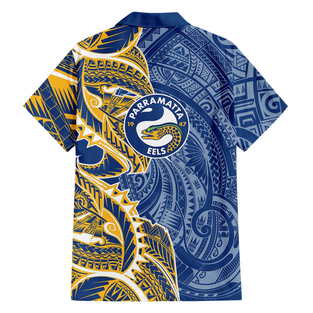 Parramatta Eels Family Matching Tank Maxi Dress and Hawaiian Shirt Polynesian Tribal Tattoo Pacific Sport Art