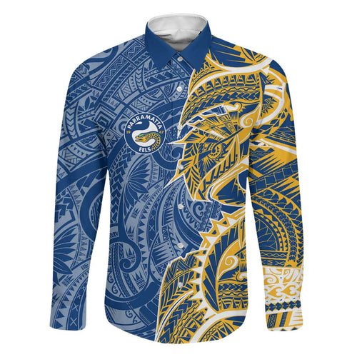 Parramatta Eels Family Matching Tank Maxi Dress and Hawaiian Shirt Polynesian Tribal Tattoo Pacific Sport Art