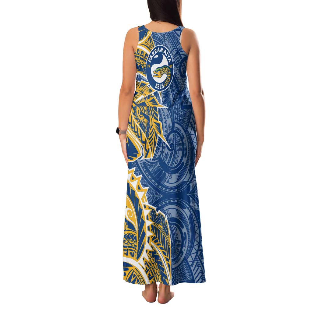 Parramatta Eels Family Matching Tank Maxi Dress and Hawaiian Shirt Polynesian Tribal Tattoo Pacific Sport Art