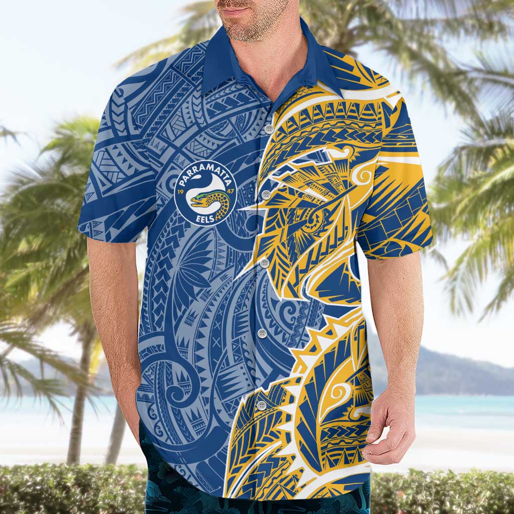 Parramatta Eels Hawaiian Shirt Polynesian Tribal Tattoo Pacific Sport Art
