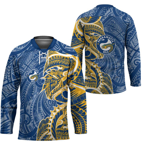 Parramatta Eels Hockey Jersey Polynesian Tribal Tattoo Pacific Sport Art