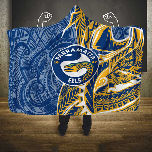 Parramatta Eels Hooded Blanket Polynesian Tribal Tattoo Pacific Sport Art