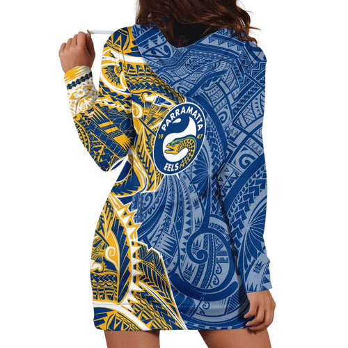 Parramatta Eels Hoodie Dress Polynesian Tribal Tattoo Pacific Sport Art