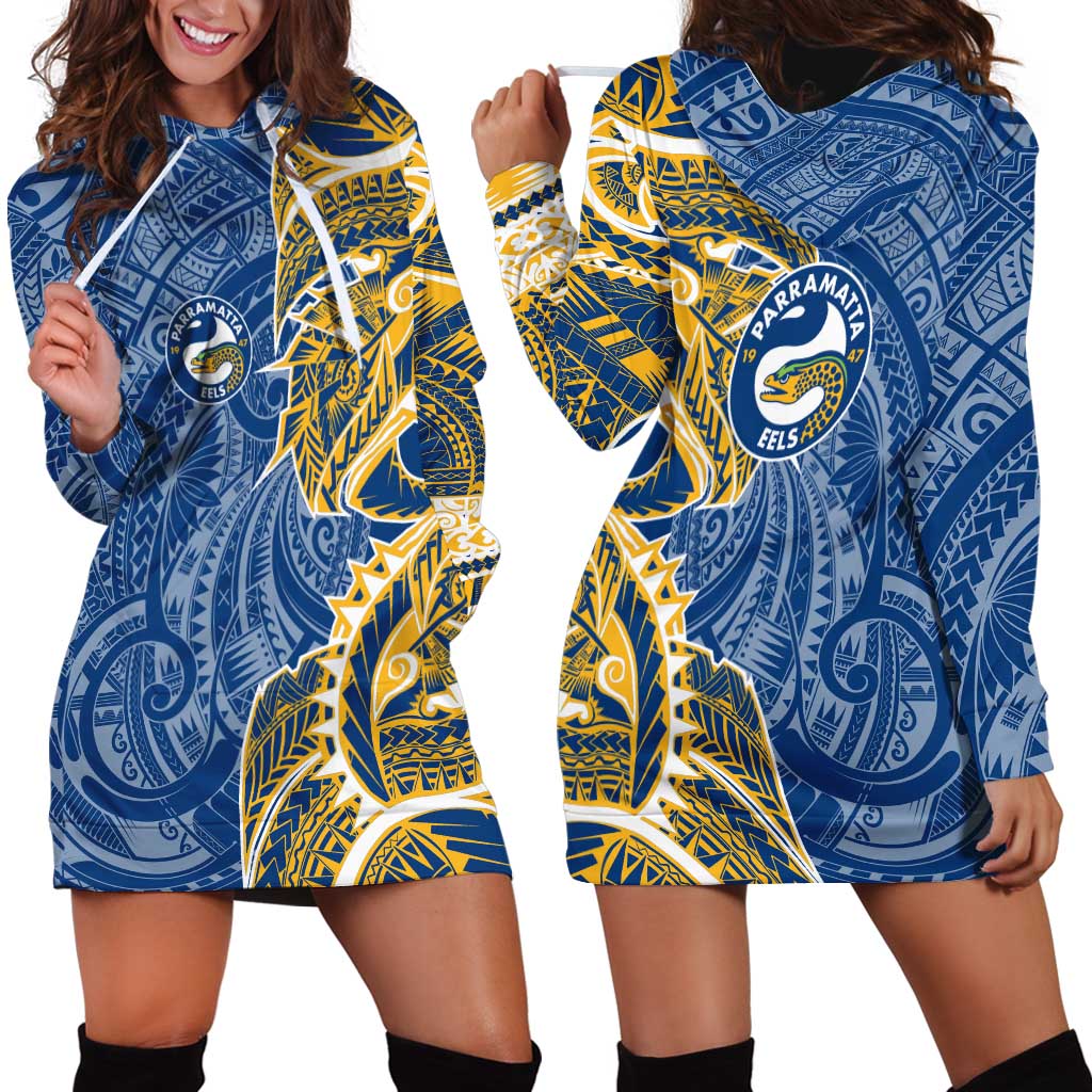 Parramatta Eels Hoodie Dress Polynesian Tribal Tattoo Pacific Sport Art