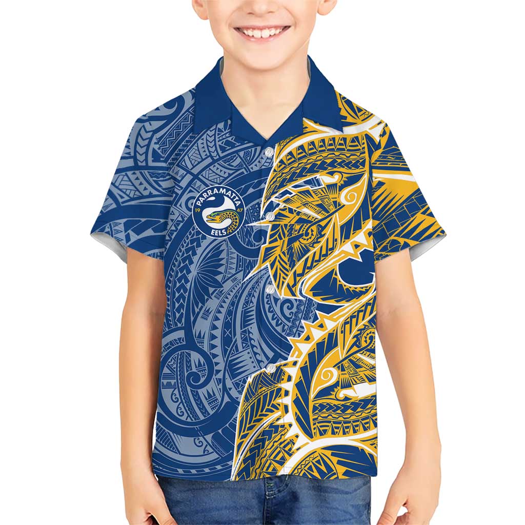 Parramatta Eels Kid Hawaiian Shirt Polynesian Tribal Tattoo Pacific Sport Art