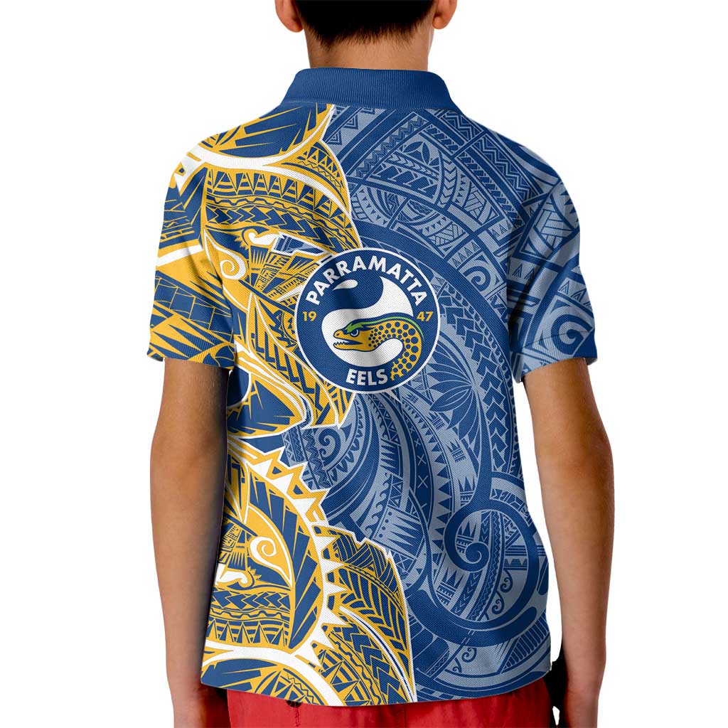 Parramatta Eels Kid Polo Shirt Polynesian Tribal Tattoo Pacific Sport Art