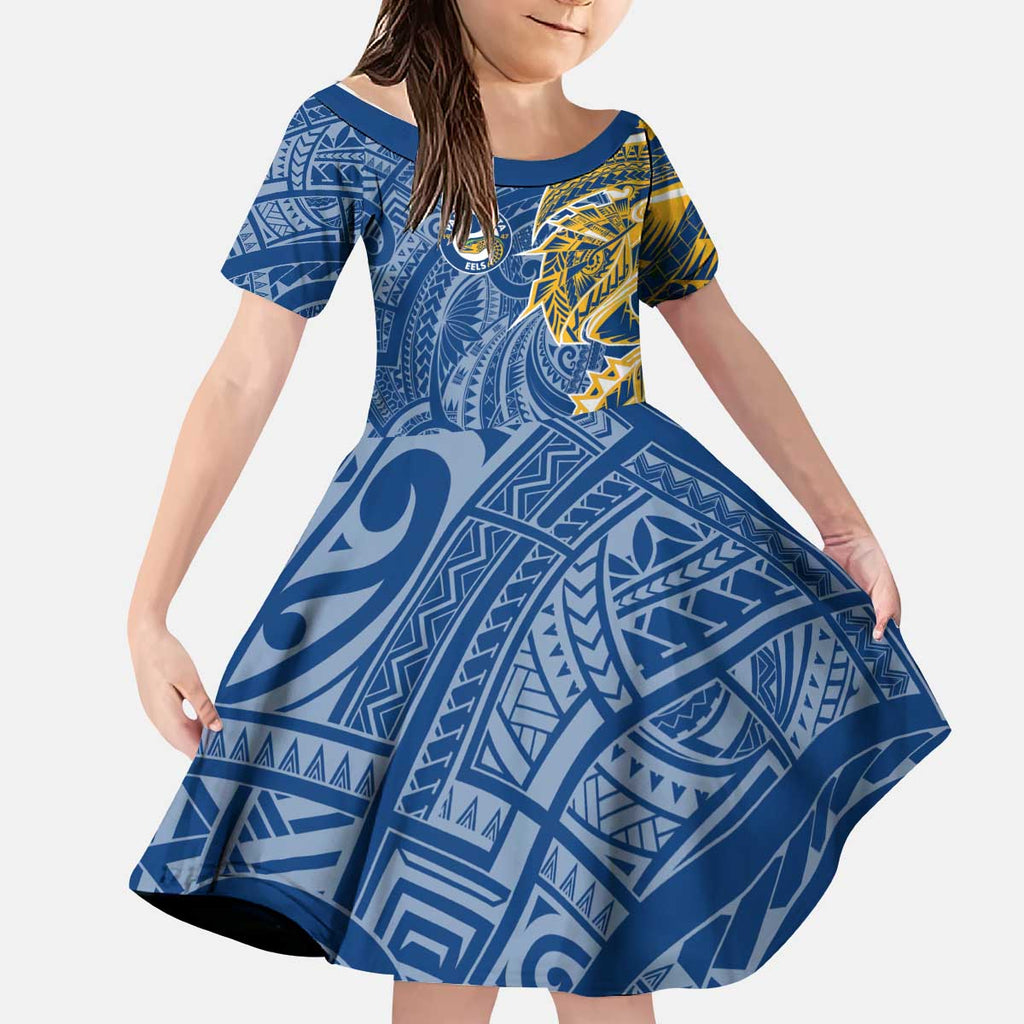Parramatta Eels Kid Short Sleeve Dress Polynesian Tribal Tattoo Pacific Sport Art