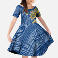 Parramatta Eels Kid Short Sleeve Dress Polynesian Tribal Tattoo Pacific Sport Art