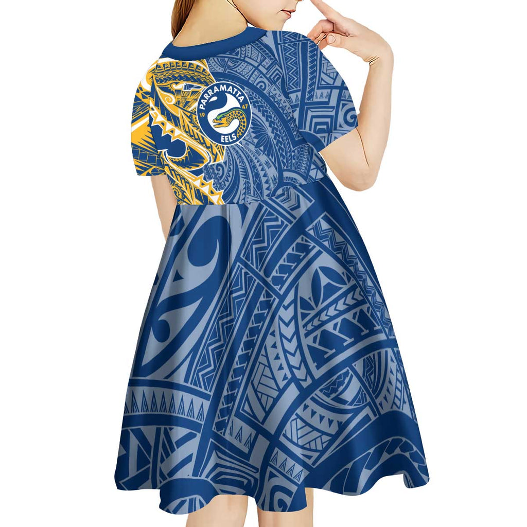 Parramatta Eels Kid Short Sleeve Dress Polynesian Tribal Tattoo Pacific Sport Art