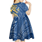 Parramatta Eels Kid Short Sleeve Dress Polynesian Tribal Tattoo Pacific Sport Art