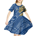 Parramatta Eels Kid Short Sleeve Dress Polynesian Tribal Tattoo Pacific Sport Art