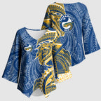 Parramatta Eels Kimono Sleeve Blouse Polynesian Tribal Tattoo Pacific Sport Art