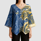 Parramatta Eels Kimono Sleeve Blouse Polynesian Tribal Tattoo Pacific Sport Art
