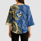 Parramatta Eels Kimono Sleeve Blouse Polynesian Tribal Tattoo Pacific Sport Art