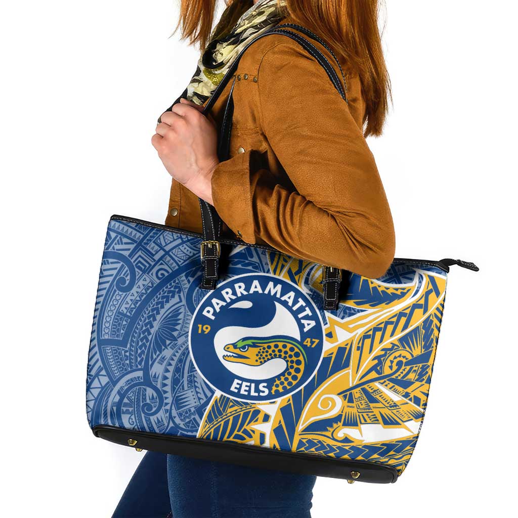 Parramatta Eels Leather Tote Bag Polynesian Tribal Tattoo Pacific Sport Art