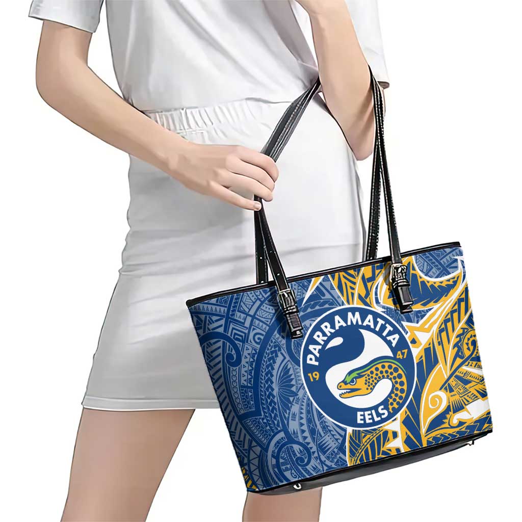 Parramatta Eels Leather Tote Bag Polynesian Tribal Tattoo Pacific Sport Art
