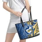 Parramatta Eels Leather Tote Bag Polynesian Tribal Tattoo Pacific Sport Art