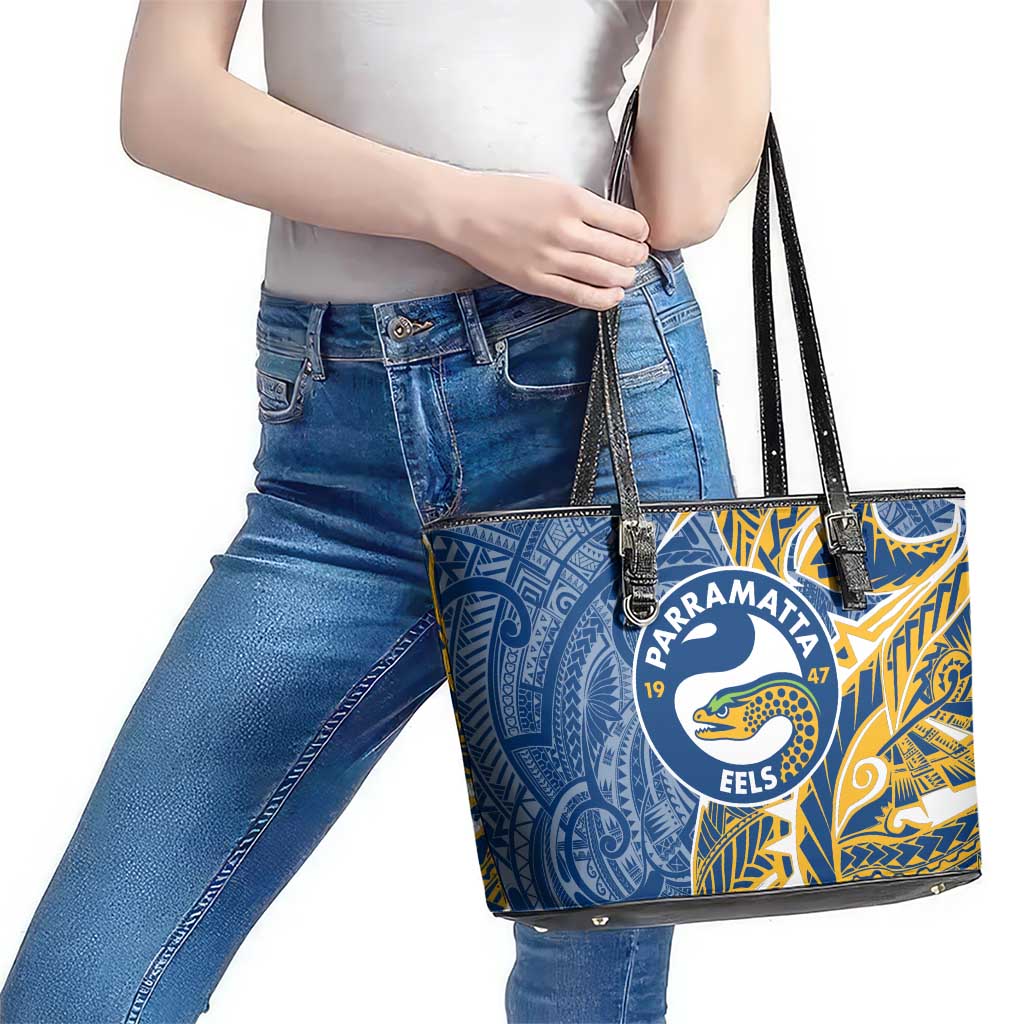 Parramatta Eels Leather Tote Bag Polynesian Tribal Tattoo Pacific Sport Art