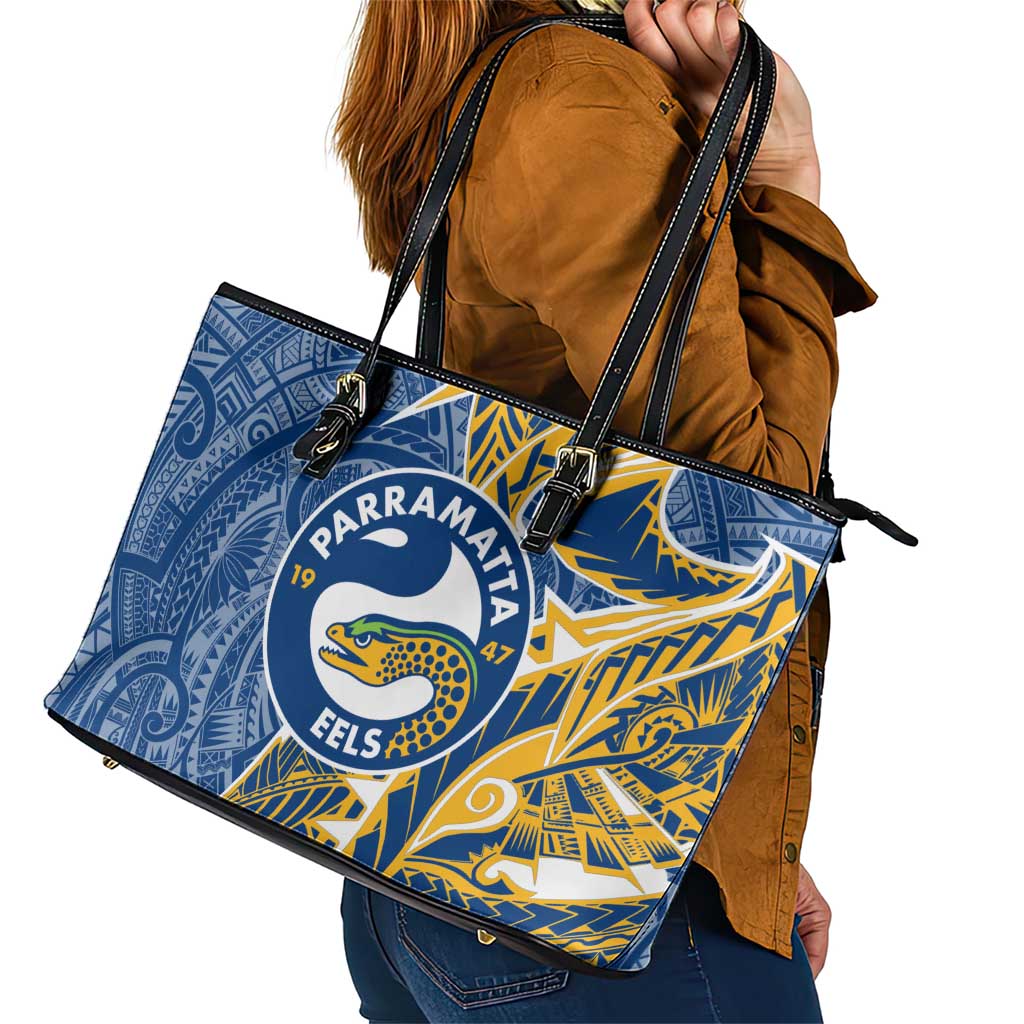 Parramatta Eels Leather Tote Bag Polynesian Tribal Tattoo Pacific Sport Art
