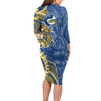 Parramatta Eels Long Sleeve Bodycon Dress Polynesian Tribal Tattoo Pacific Sport Art
