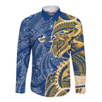Parramatta Eels Long Sleeve Button Shirt Polynesian Tribal Tattoo Pacific Sport Art