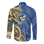 Parramatta Eels Long Sleeve Button Shirt Polynesian Tribal Tattoo Pacific Sport Art