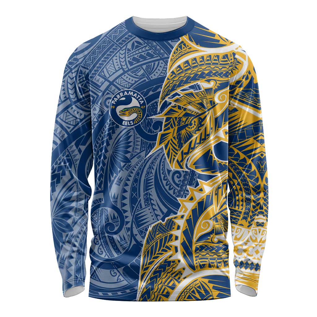 Parramatta Eels Long Sleeve Shirt Polynesian Tribal Tattoo Pacific Sport Art